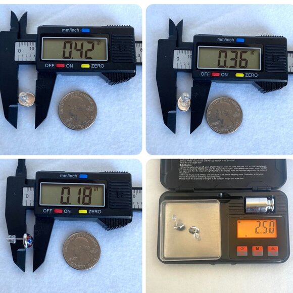 Sterling Silver 925 Dainty Oval Dichroic Glass Cabochon Stud Earrings - Picture 9 of 16